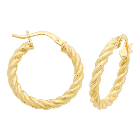 9ct Yellow Gold Silver Filled Medium Twist Hoops