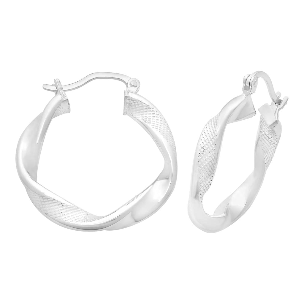 Sterling Silver Twist Hoop Earrings