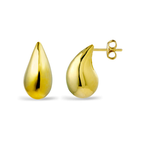 Sterling Silver Gold Plated Teardrop Stud Earrings