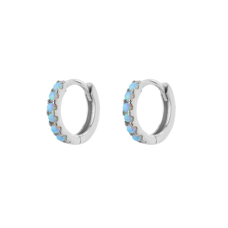 Sterling Silver Blue Opalite Huggie Hoop Earring