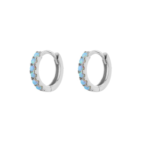 Sterling Silver Blue Opalite Huggie Hoop Earring