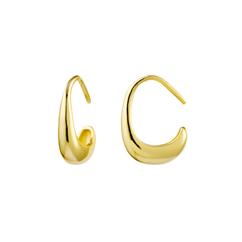 Sterling Silver Gold Plated C-Shape Fine Teardrop Earrings