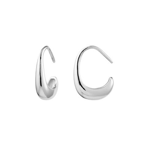 Sterling Silver C-Shape Fine Teardrop Earrings