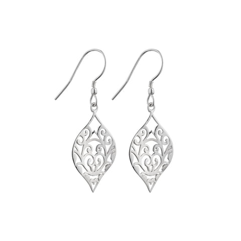 Sterling Silver Twist Detailed Diamond Shape Earring