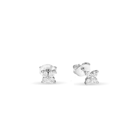 Sterling Silver Petite Cubic Zirconia Flower Stud Earrings