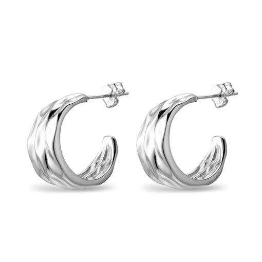 Sterling Silver Textured Hoop Stud Earring