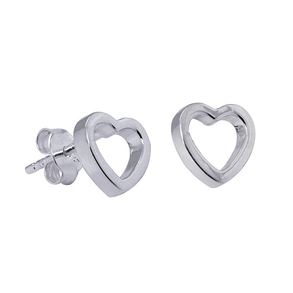 Steling Silver Open Heart Stud Earring