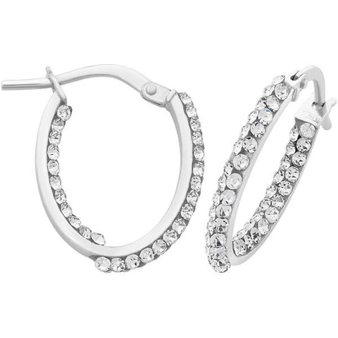 9ct White Gold Silver Filled Swarovski Hoop Earrings