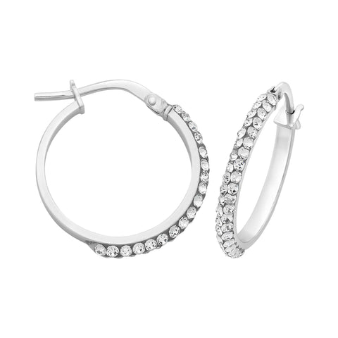 9ct White Gold Silver Filled Swarovski Hoop Earrings