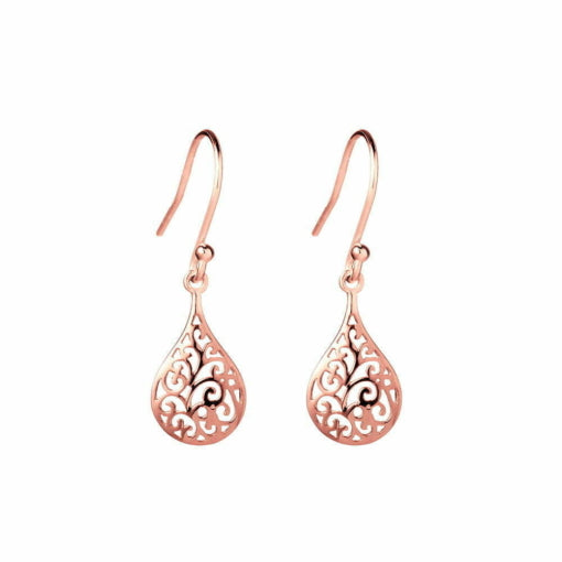 Sterling silver filigree design tear drop hook earrings