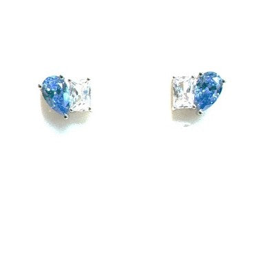 Sterling Silver Blue Cubic Zirconia Studs