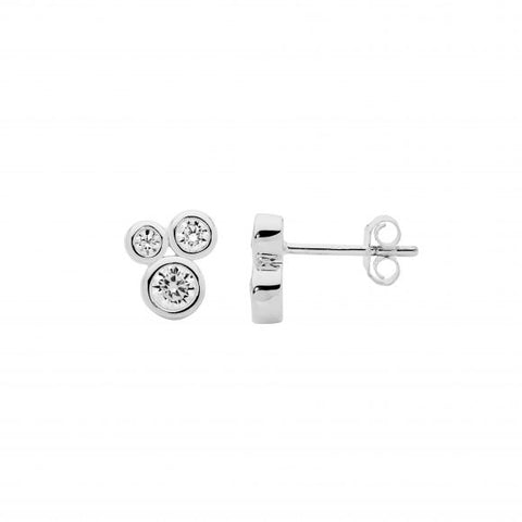 Sterling Silver Bezel Set Cubic Zirconia Cluster Studs