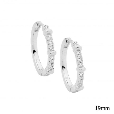 Sterling Silver Cubic Zirconia Hoop Earrings With Bands