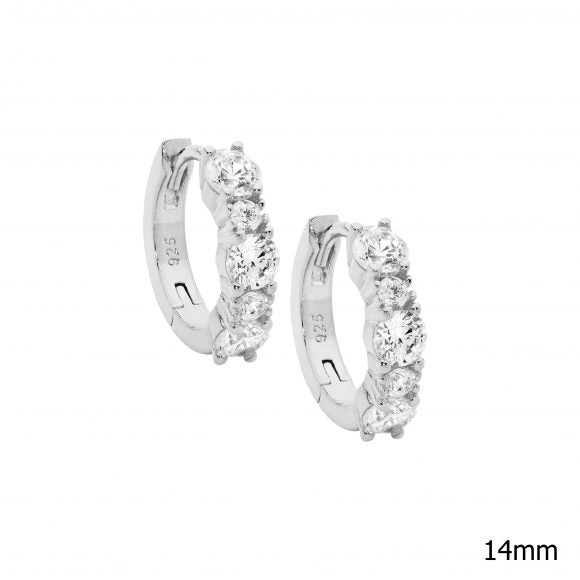 Sterling Silver Cubic Zirconia Set Hoops
