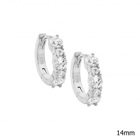 Sterling Silver Cubic Zirconia Set Hoops