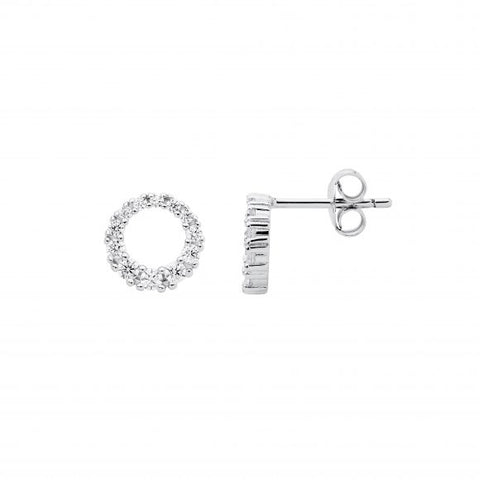 Sterling Silver Graduated Cubic Zirconia Circle Studs