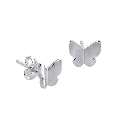 Sterling Silver Plain Butterfly Studs