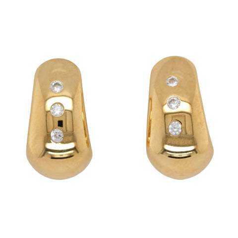 9ct Yellow Gold Silver-Filled CZ 24-3386)Half Hoop Earrings
