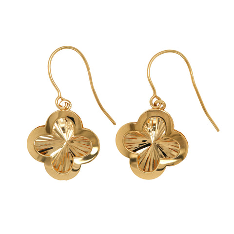 9ct Yellow Gold Silver-Filled Flower Earrings