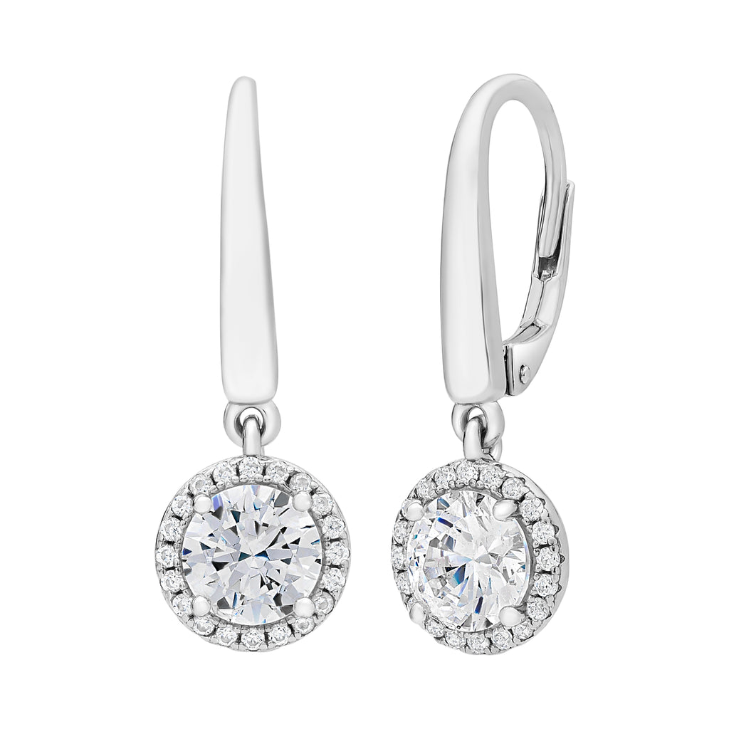 Sterling Silver Cubic Zirconia Halo Drops
