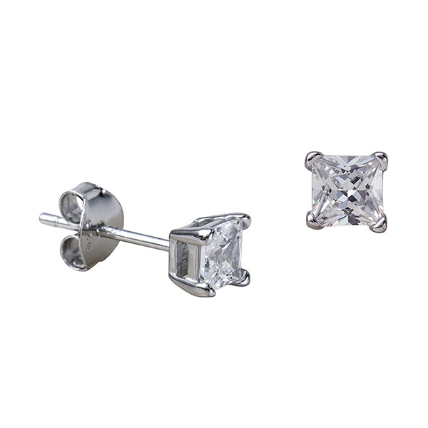 Sterling Silver Square CZ Studs