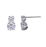 Sterling Silver Double CZ Studs