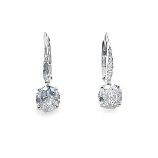 Sterling Silver CZ Drop Hoop Earrings
