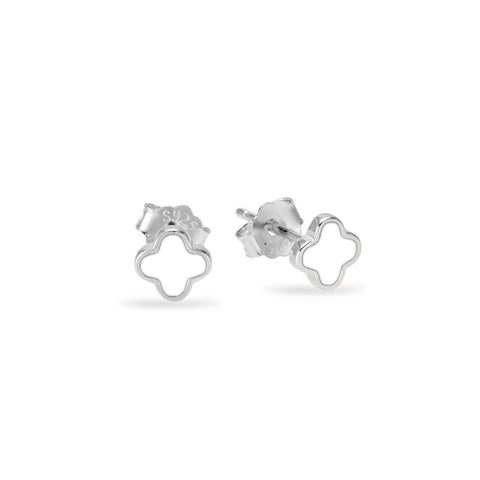 Sterling Silver White Mini-Flower Stud Earrings