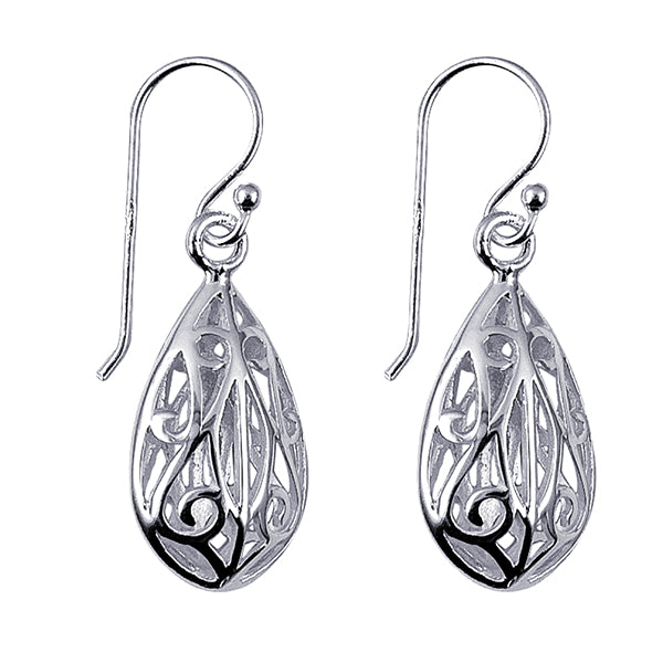 Sterling Silver Filigree Teardrop Earrings