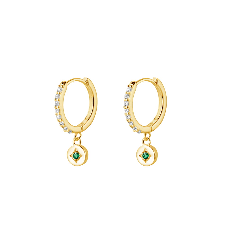 Sterling Silver Gold Plated Cubic Zirconia Huggie Earrings