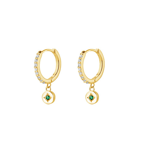 Sterling Silver Gold Plated Cubic Zirconia Huggie Earrings