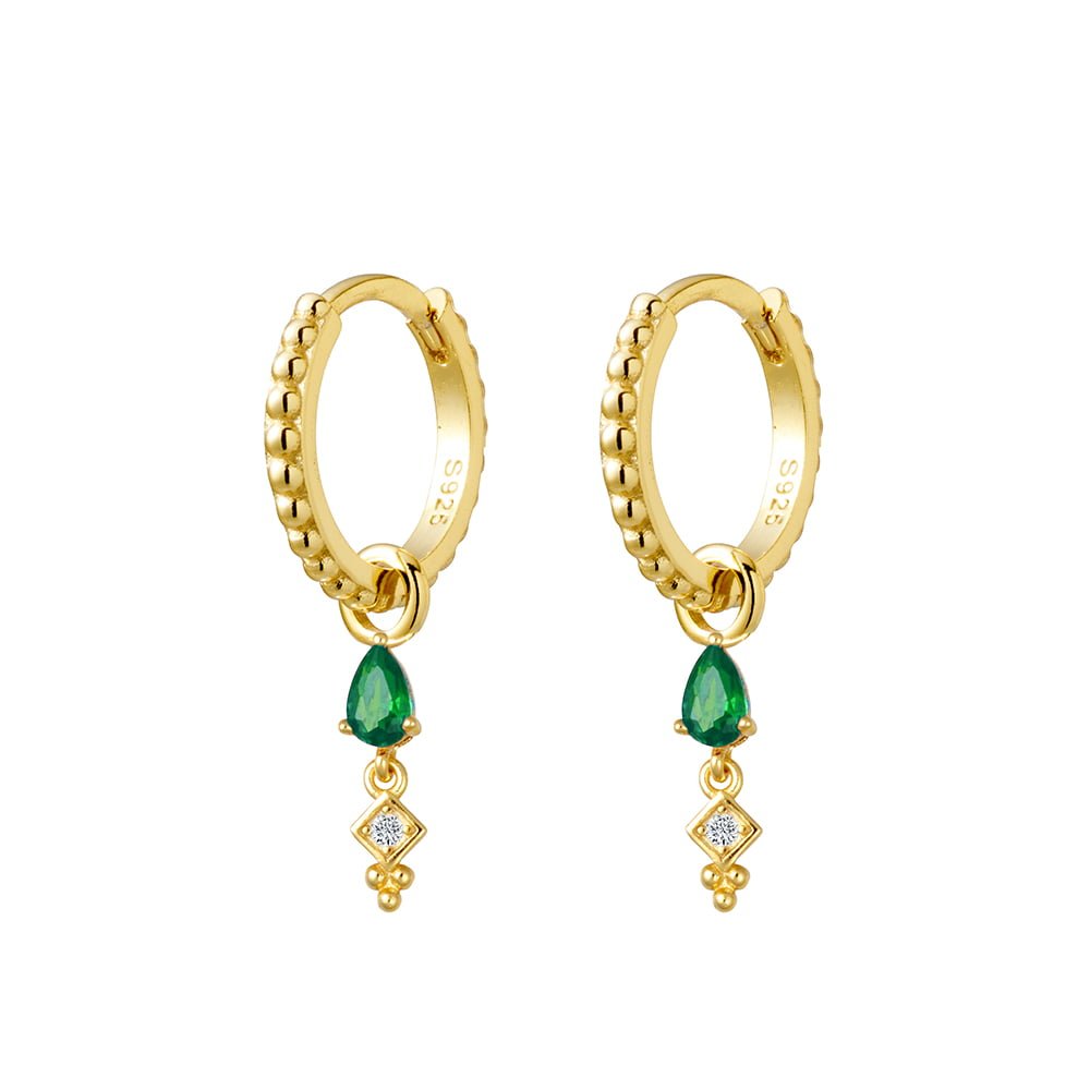 Sterling Silver Gold Plated Huggie Earrings with Charm