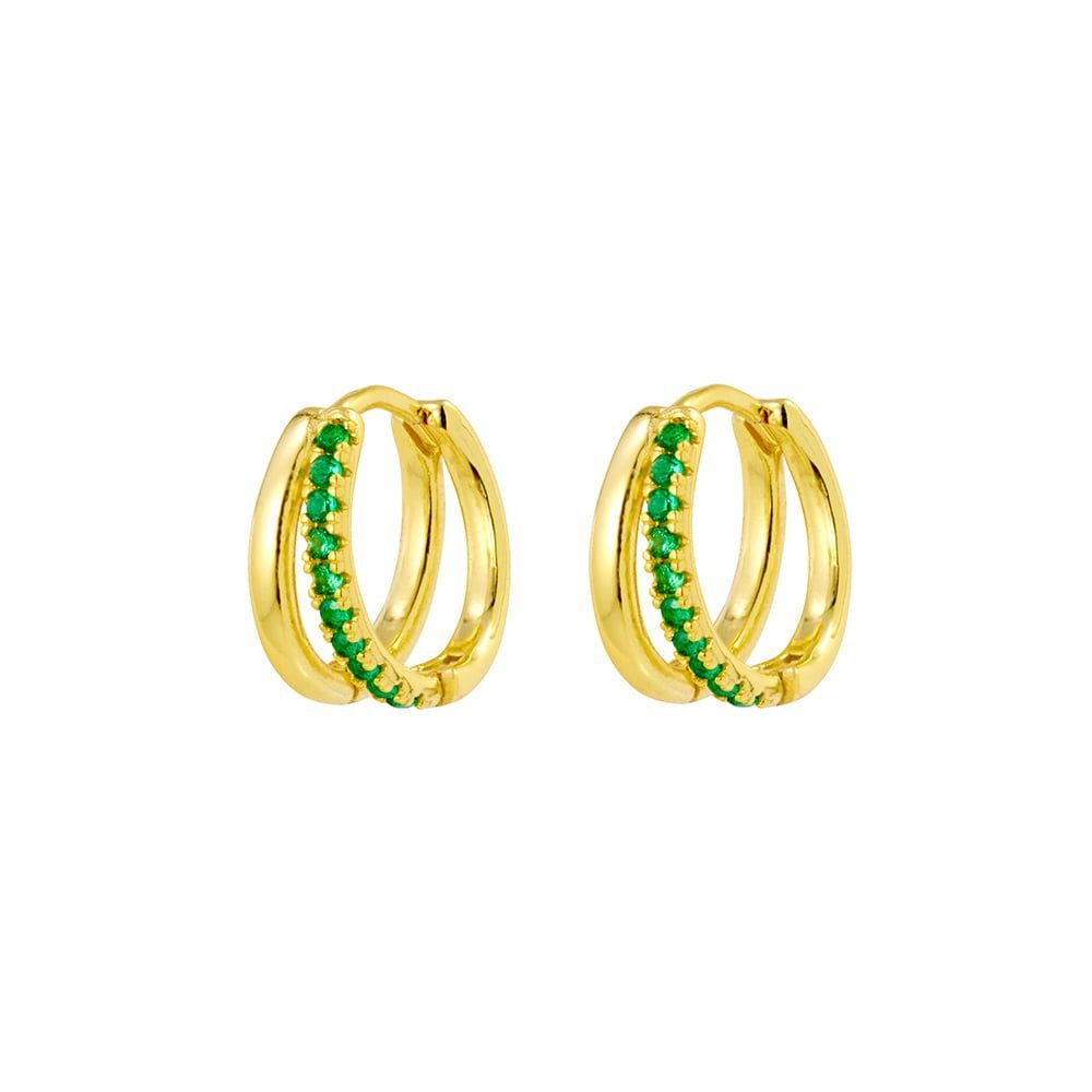 Sterling Silver Gold Plated Double Hoop Huggie Earrings