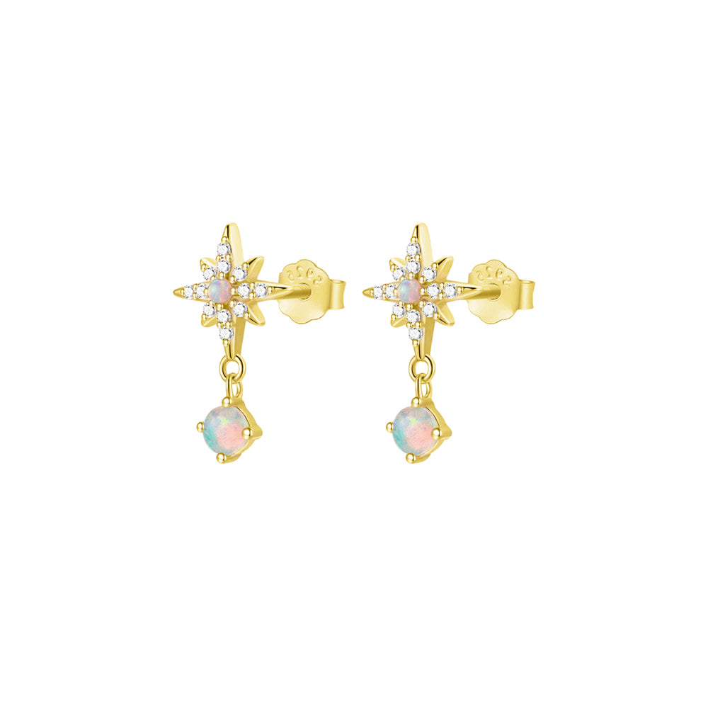 Sterling Silver Gold Plated Opalite Drop Stud Earrings