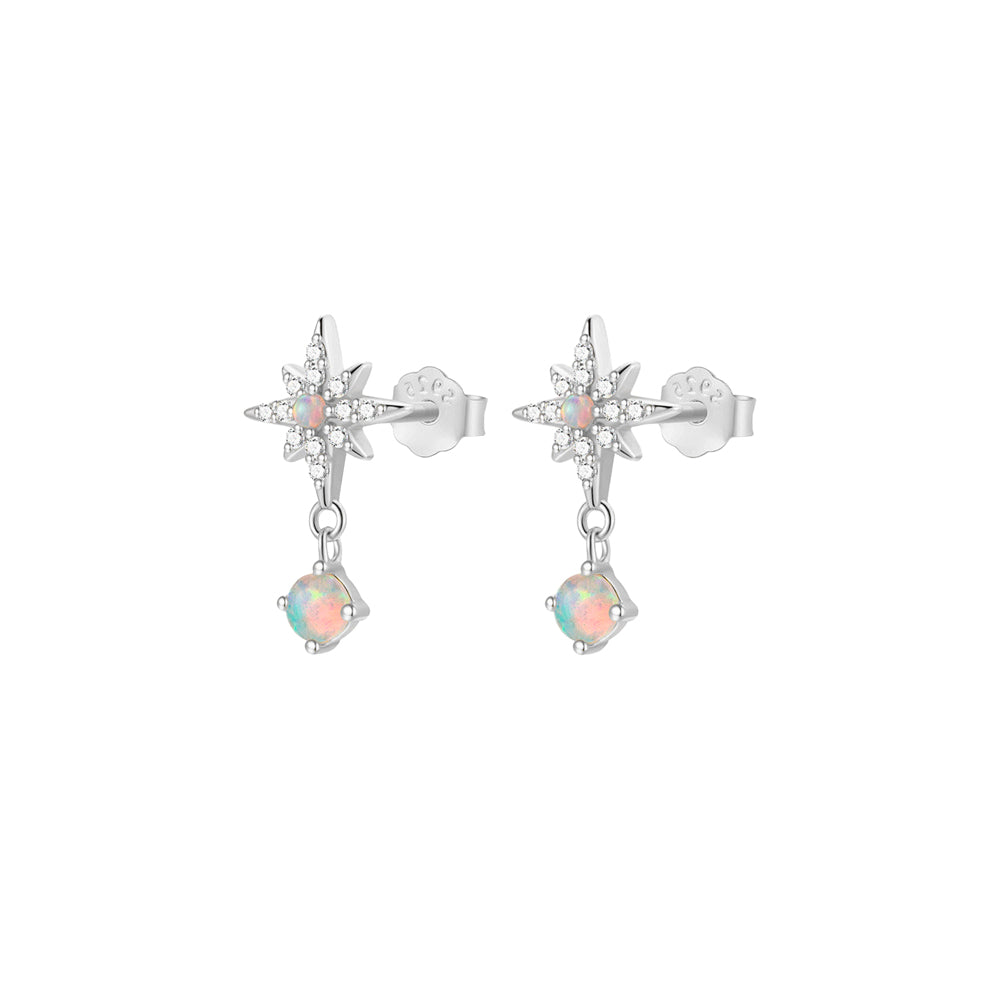 Sterling Silver Opalite Drop Stud Earrings