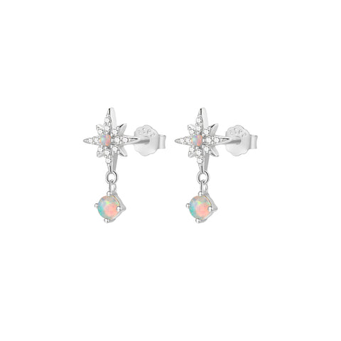 Sterling Silver Opalite Drop Stud Earrings