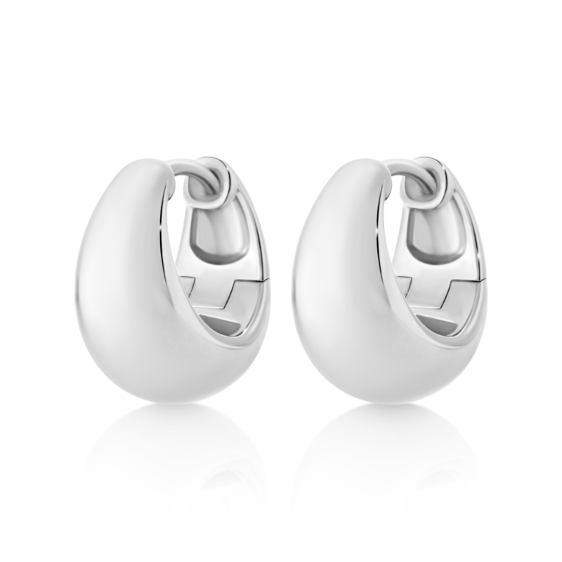 Sterling Silver Wide Huggie Earrings