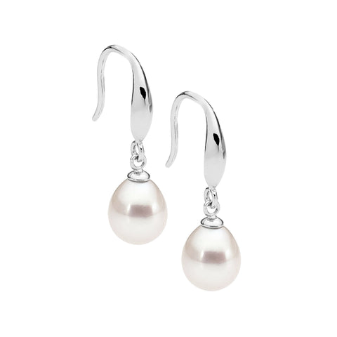 Sterling Silver Freshwater Pearl Hook Earrings