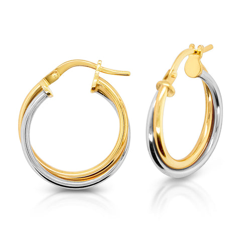 9ct 2 Tone Silver Filled Twist Hoops