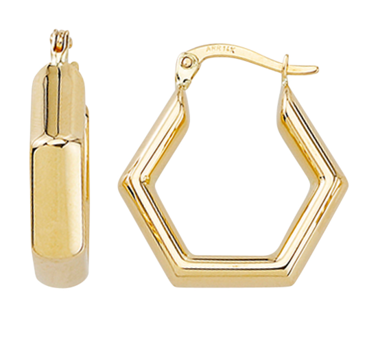 9ct Silver Filled Hexagon Hoops