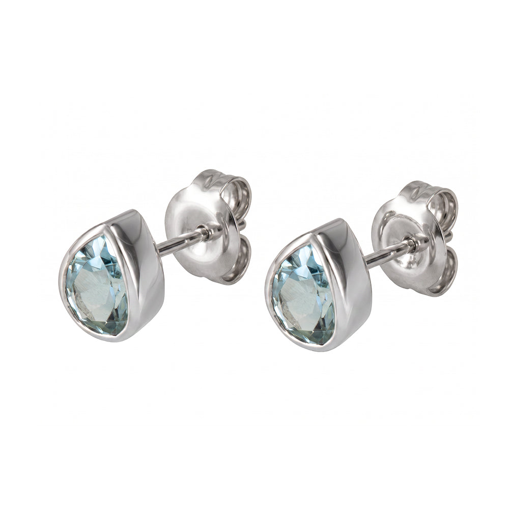 Sterling Silver Teardrop Sky Blue Topaz Studs