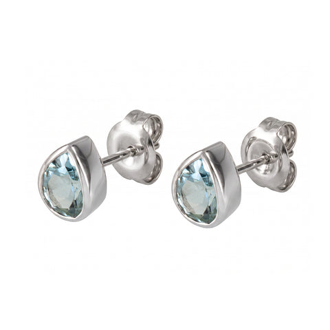 Sterling Silver Teardrop Sky Blue Topaz Studs