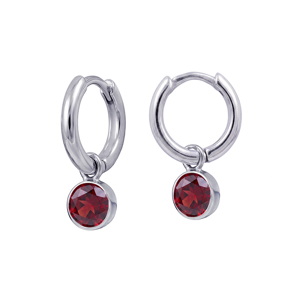 Sterling Silver January Birthstone Huggies