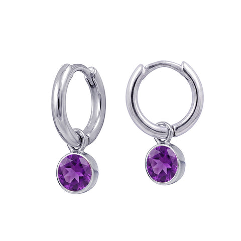 Sterling Silver February Birthstone Huggies