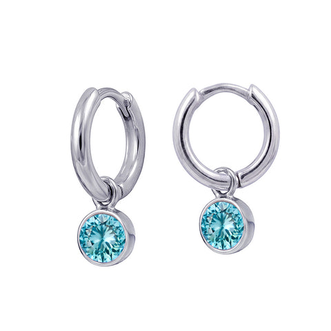 Sterling Silver March Birthstone Huggies