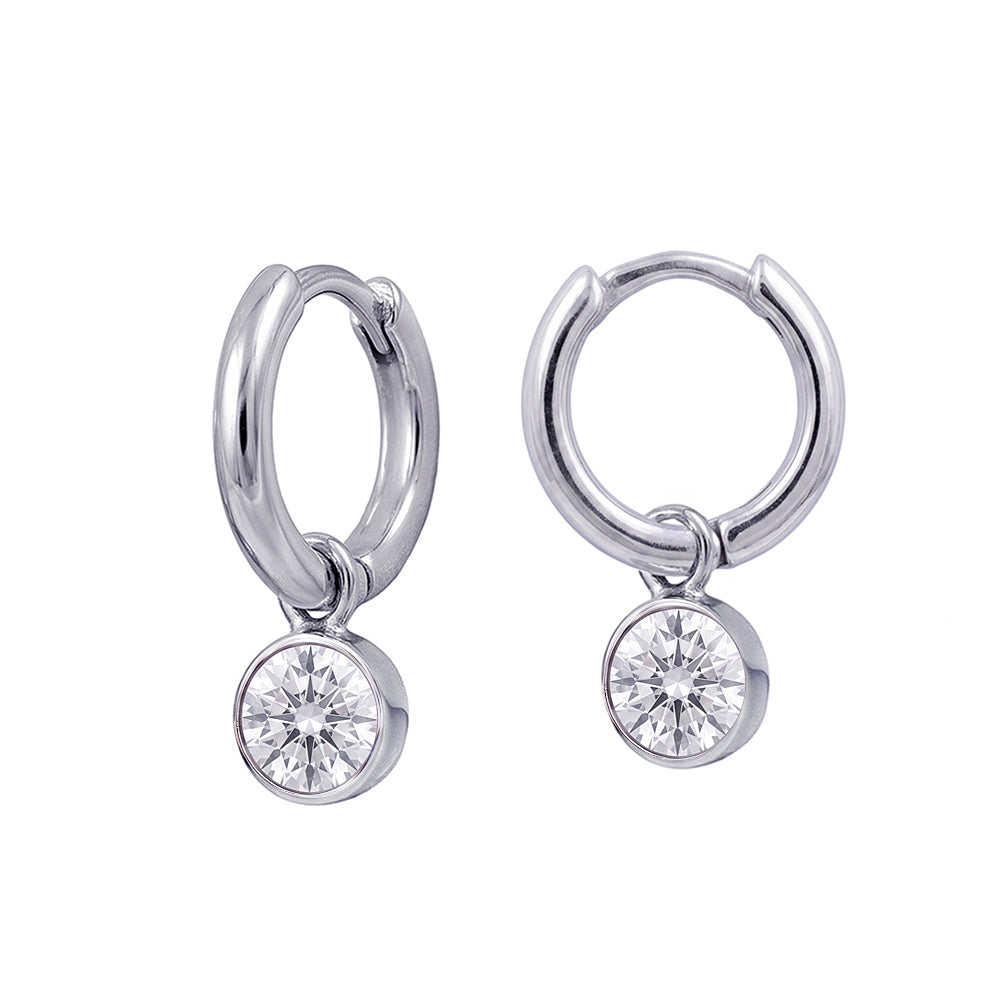 Sterling Silver April Birthstone Huggies