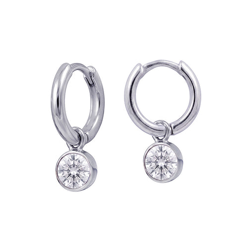 Sterling Silver April Birthstone Huggies