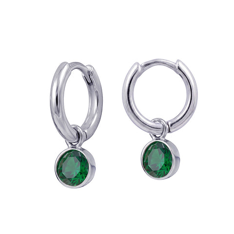 Sterling Silver May Birthstone Huggies