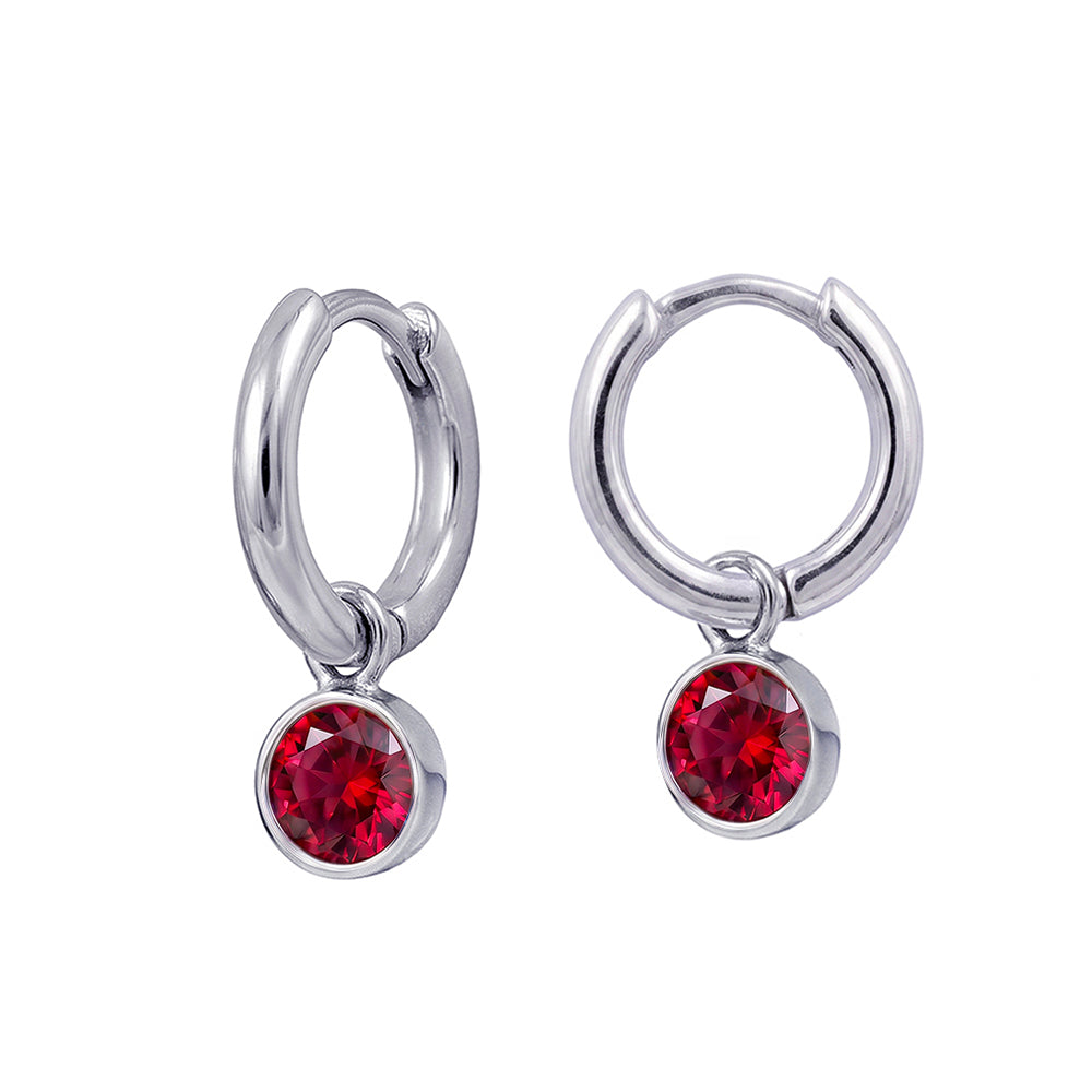 Sterling Silver July Birthstone Huggies