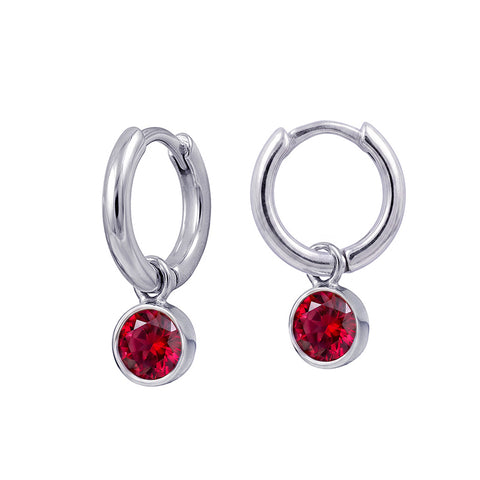 Sterling Silver July Birthstone Huggies